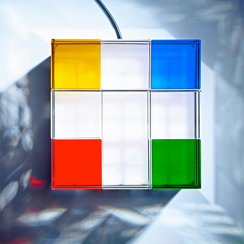 Tecnolumen Lampada da Tavolo Cubelight in Acciaio Inox Vetro Chiaro Colorato 2
