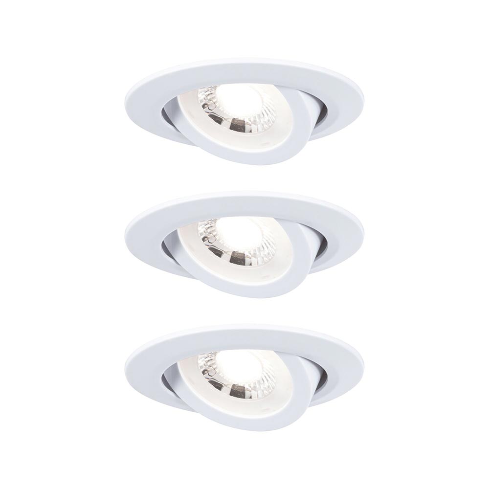 S.Luce LED Einbauleuchte 3er-Set 70° Schwenkbar Weiß-Matt Ø 8,2cm