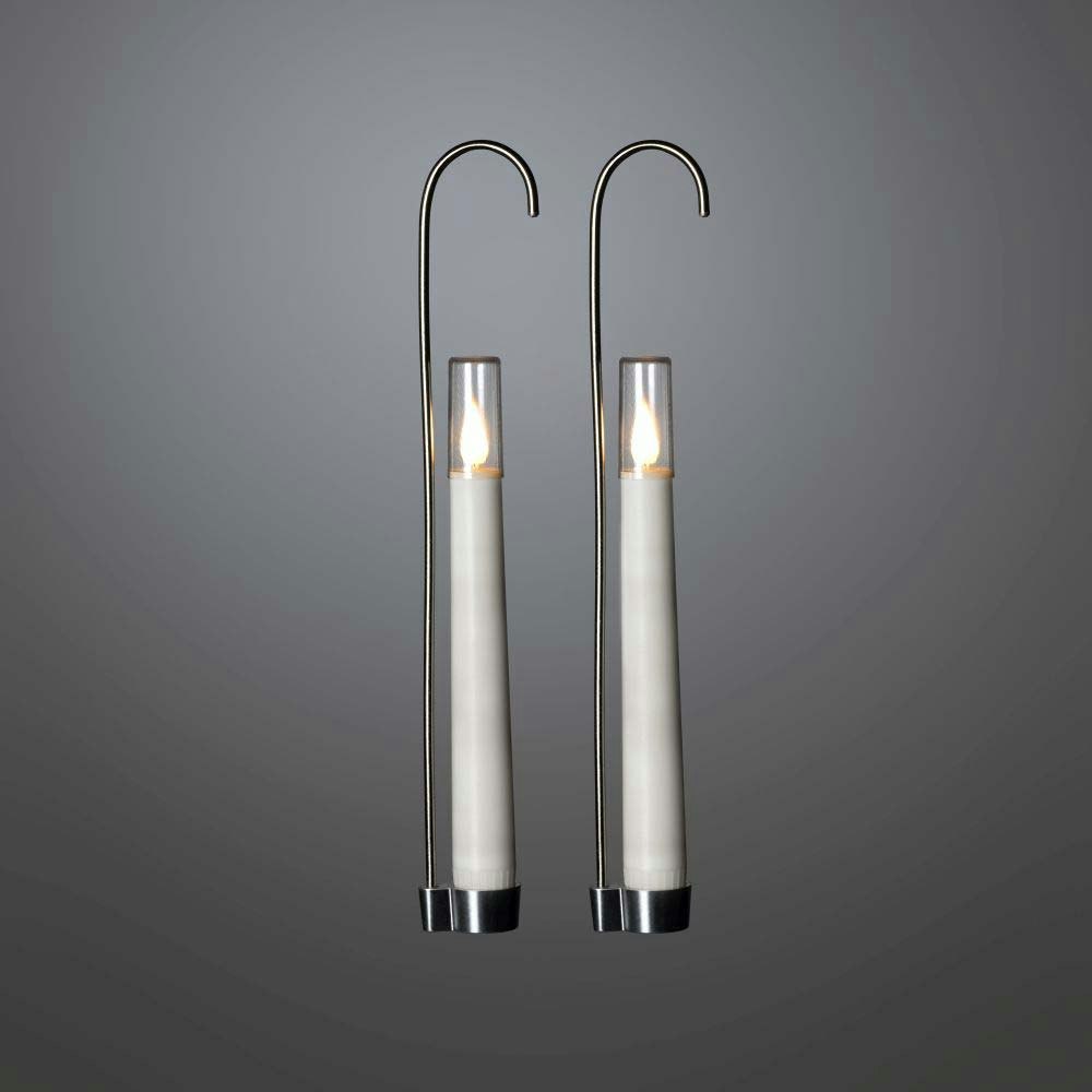 LED Kerzen 2er-Set Kerzenhalter 3D-Flamme Fernbedienung warmweiß batteriebetrieb IP44 thumbnail 2