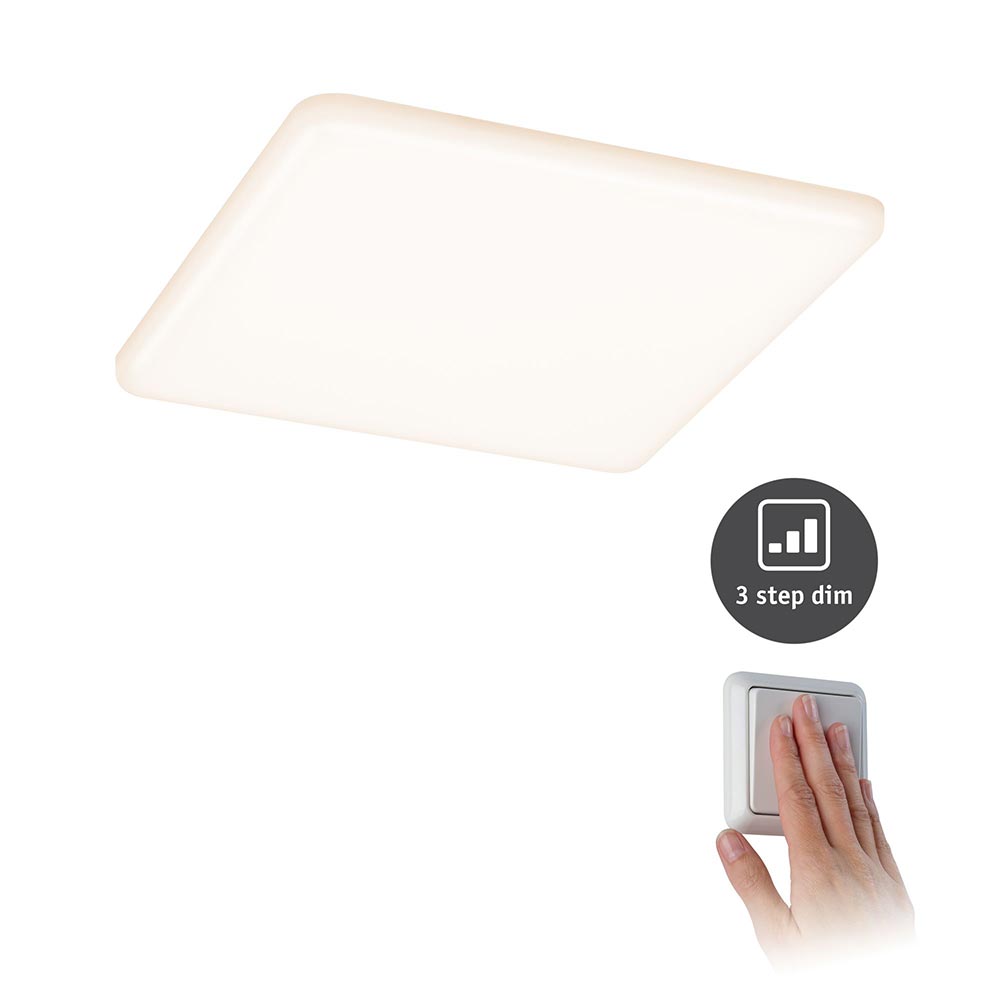 S.Luce VariFit LED Einbaupanel Veluna mit 3-Stufen-Dimmer Eckig Satin