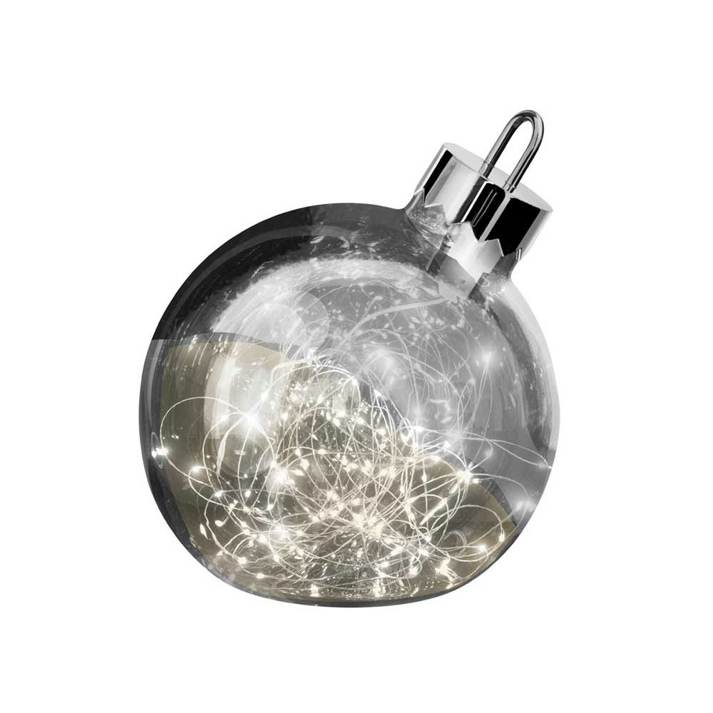 Weihnachtskugel Ornament 20cm Rauchglas mit Lichterkette
                                        