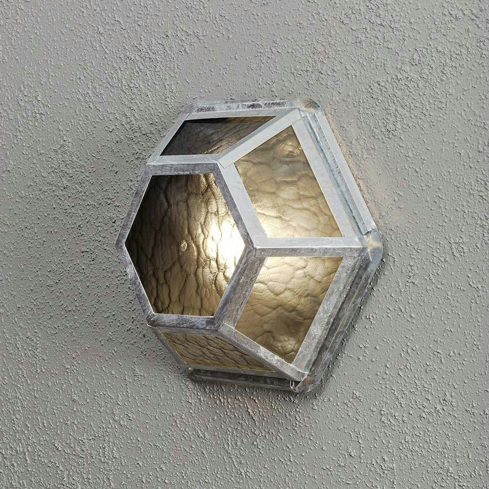 Castor Outdoor Wall & Ceiling Light Galvanised Steel, Smoke Coloured Acrylic Glass 1