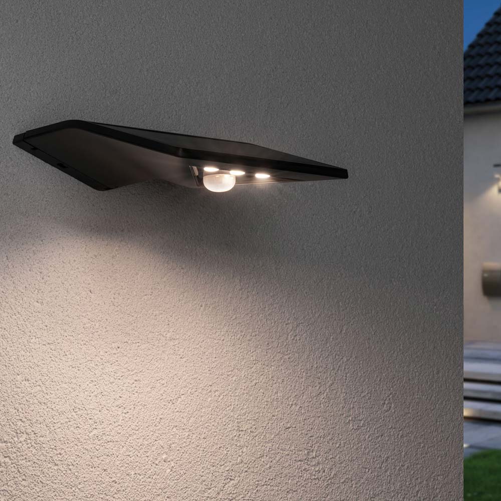 S.Luce LED Wand-Solarleuchte Yoko mit Sensor IP44 3000K Anthrazit