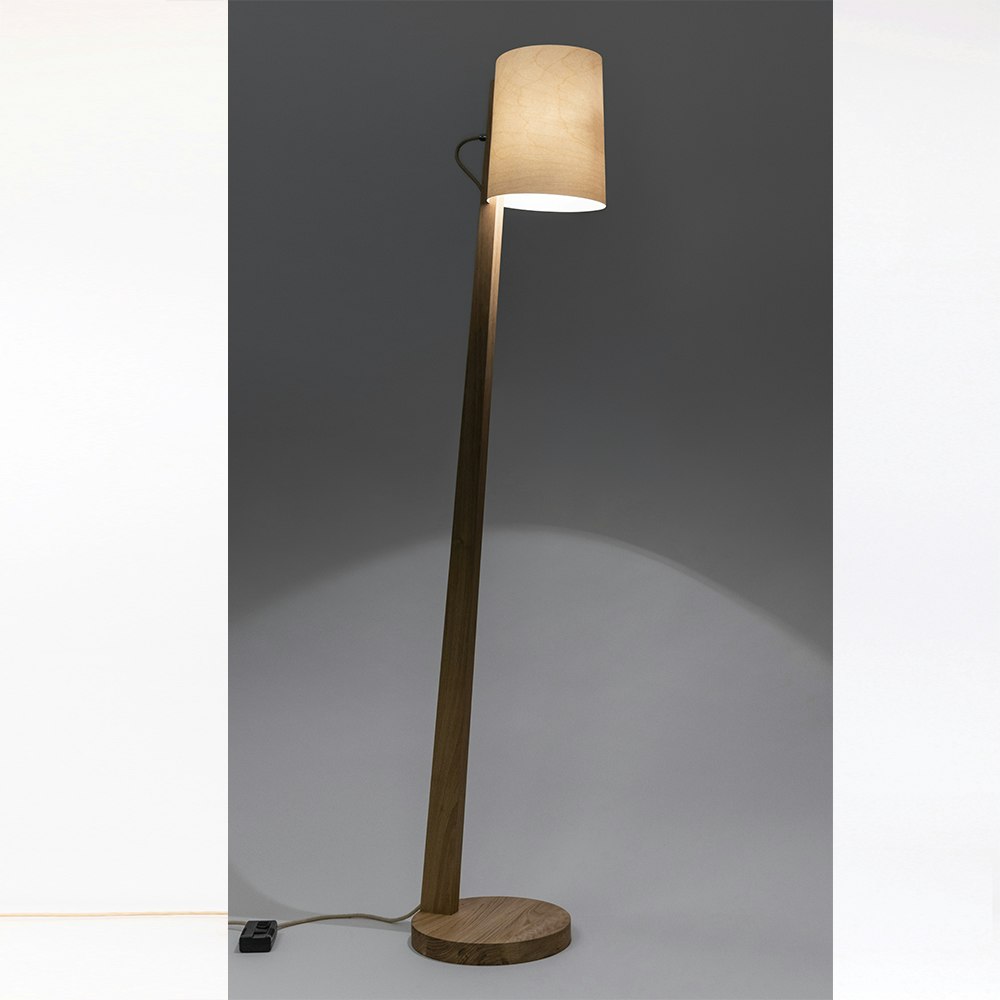 Holz Stehlampe mit Schirm Zylindrisch 167cm thumbnail 3