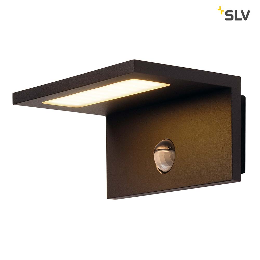 S.Luce SLV LED Sensor LED Außen-Wandaufbauleuchte IP44 Anthrazit 3000K