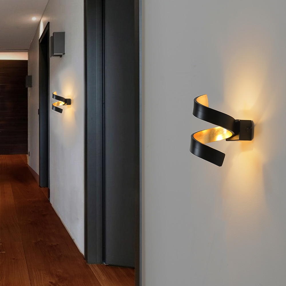 S.Luce LED Wandleuchte Helix Goldfarben, Schwarz