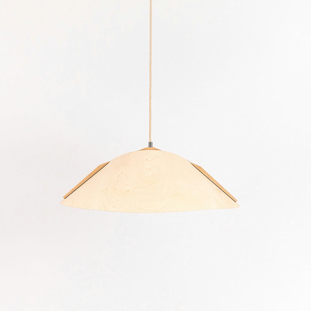 Lampada a sospensione in legno con paralume conico Ø 62 cm 1