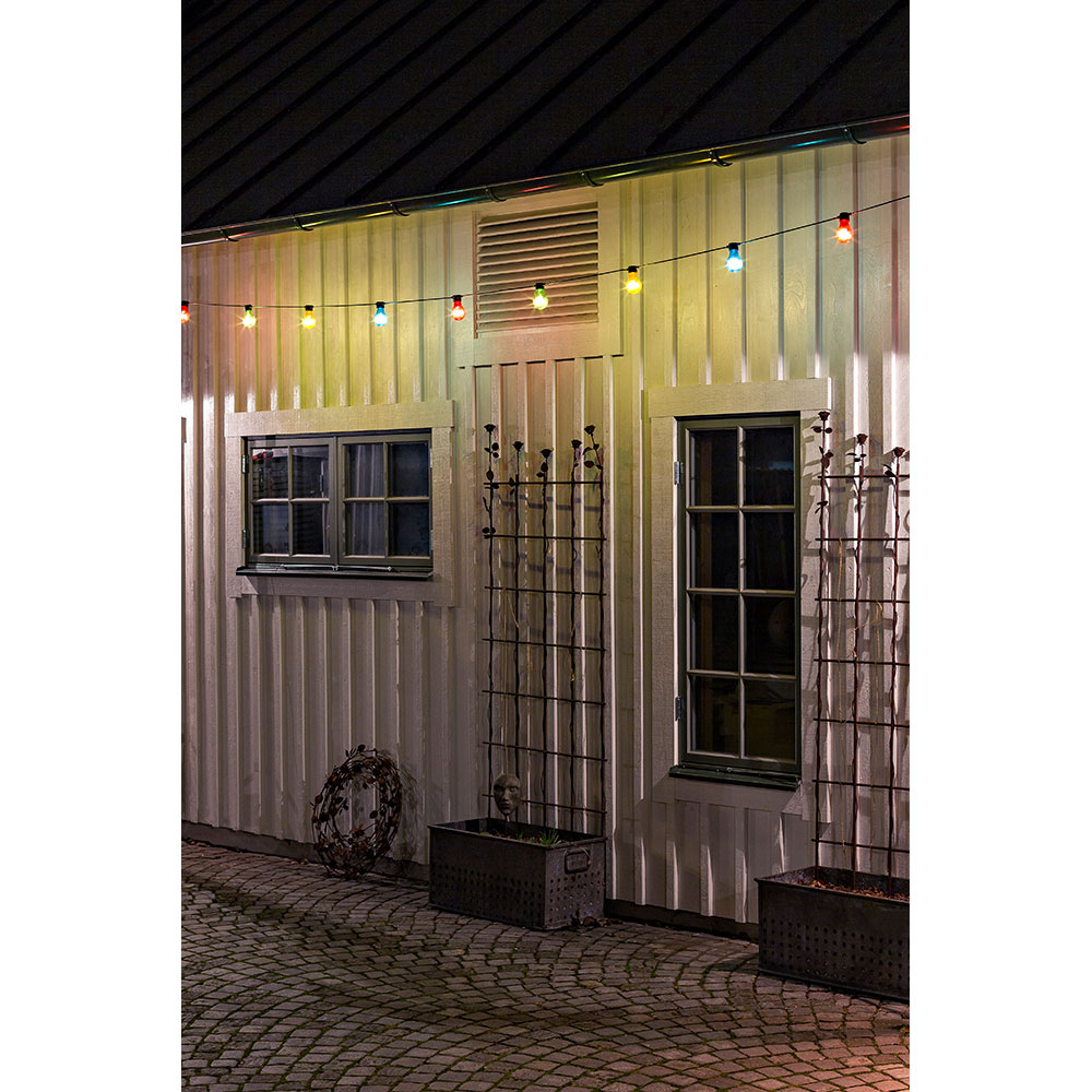 S.Luce LED Biergartenkette 10er bunt 80 Warmweiße Dioden 24V