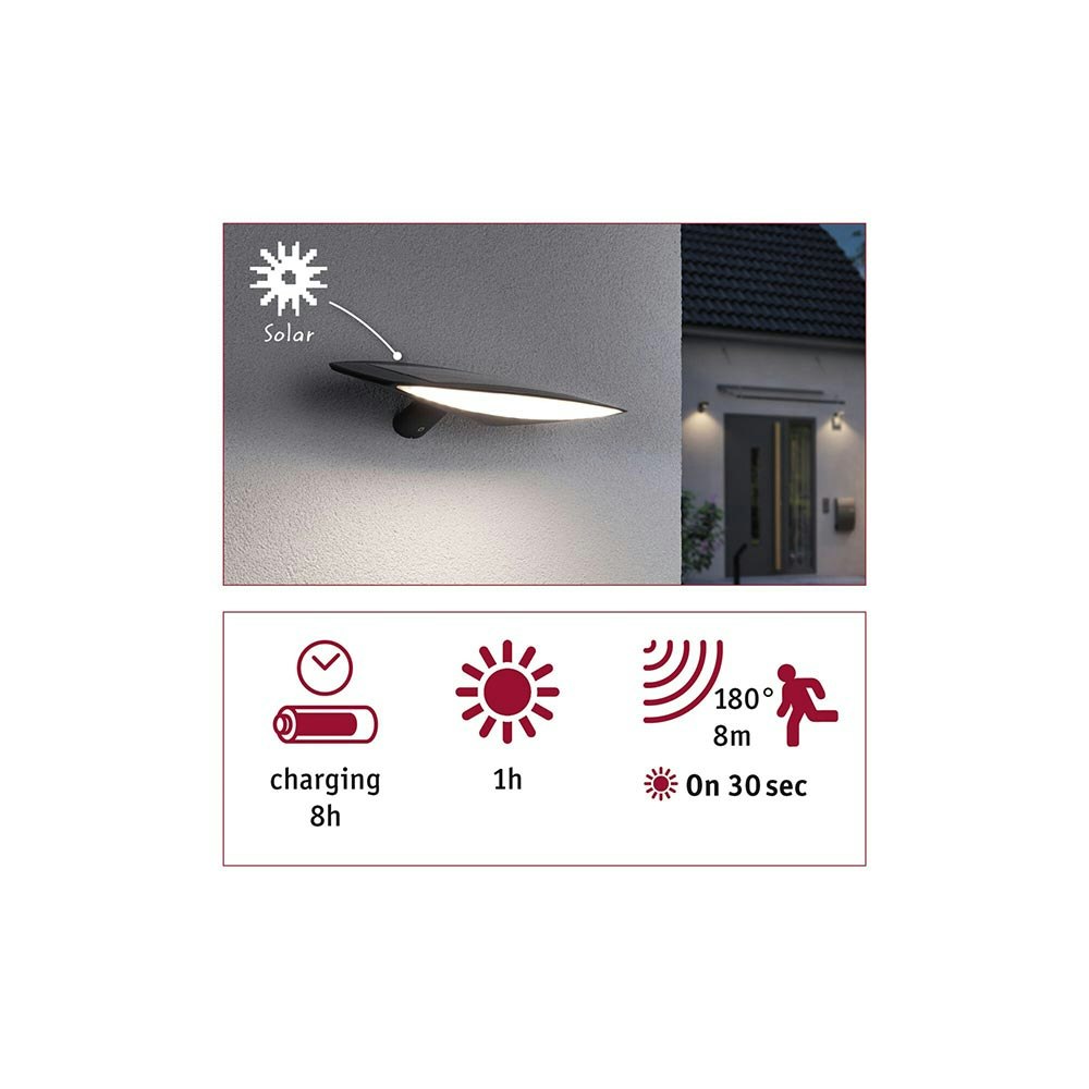 Solar LED Außenwandleuchte Kiran Bewegungssensor zoom thumbnail 6