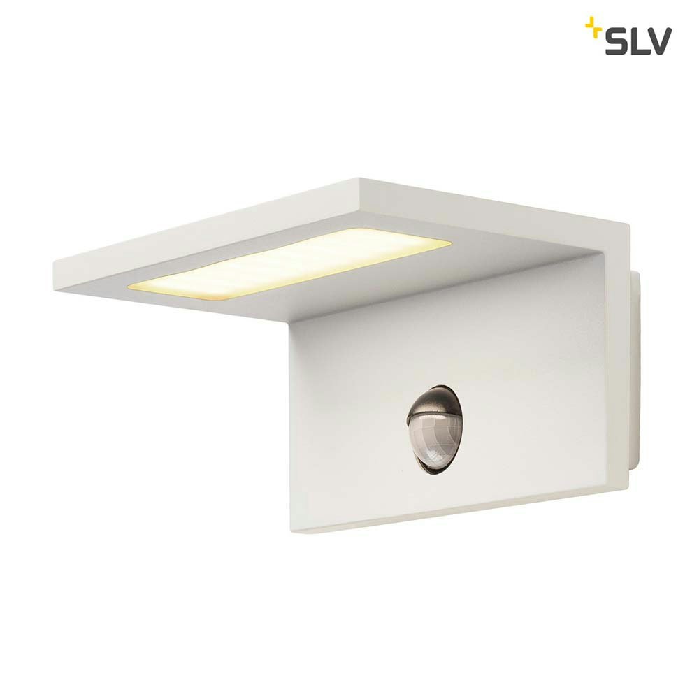 SLV LED Sensor LED Außen-Wandaufbauleuchte IP44 Weiß 3000 zoom thumbnail 1