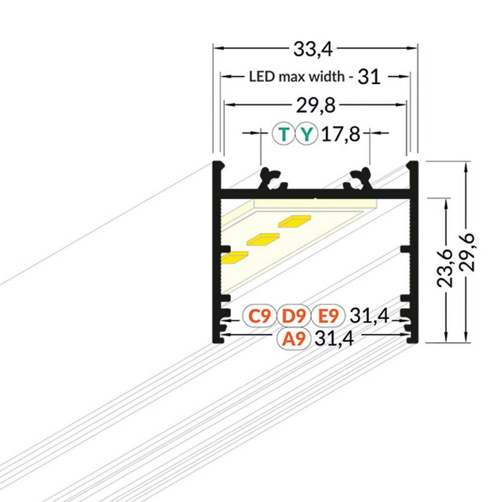 XXL Aufbauprofil 200cm Alu-roh ohne Abdeckung für LED-Strips thumbnail 2