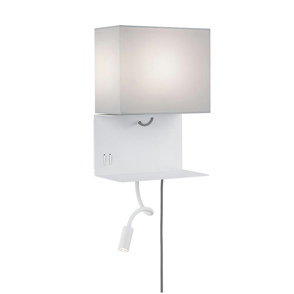 Merani Wandleuchte mit Ablage & LED Lesearm Grau, Weiß 2