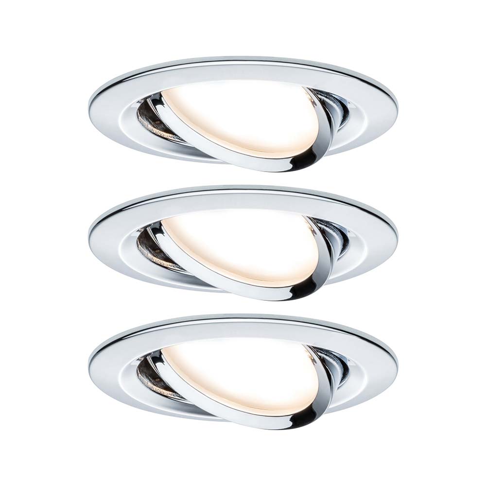 S.Luce Einbauleuchten-Set Nova rund schwenkbar LED 3stepdim 3x6,5W GU10 Chrom