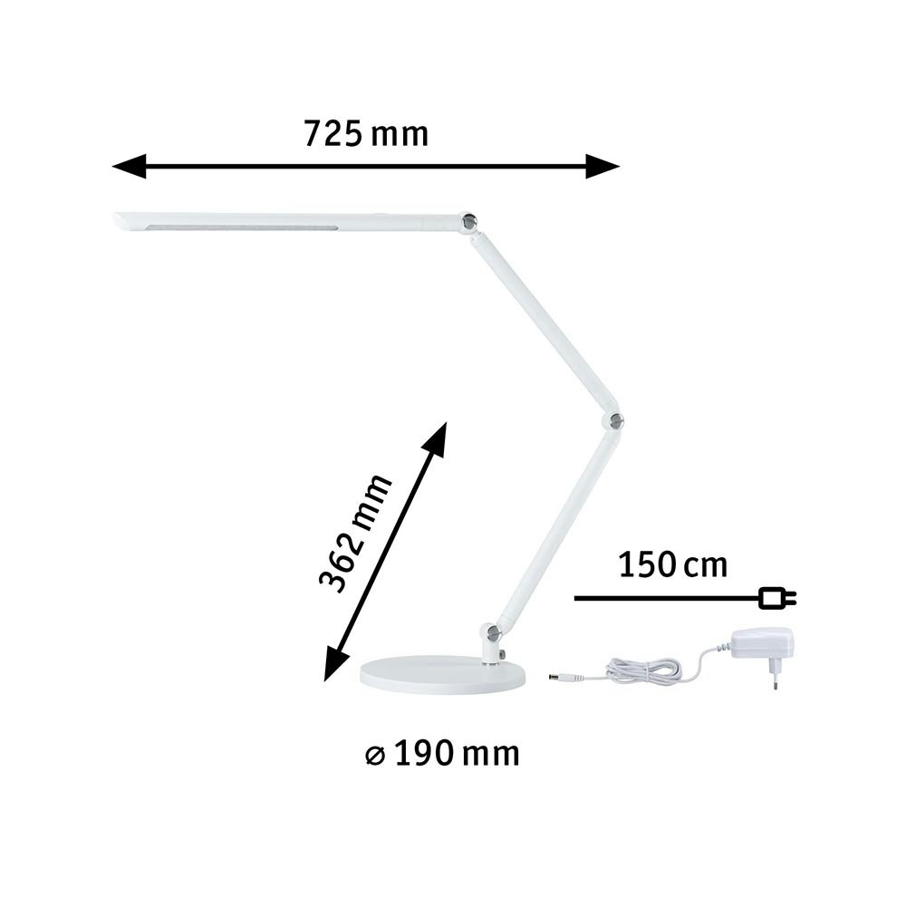 Lampada da scrivania a LED FlexBar bianca con dimmer a 3 livelli