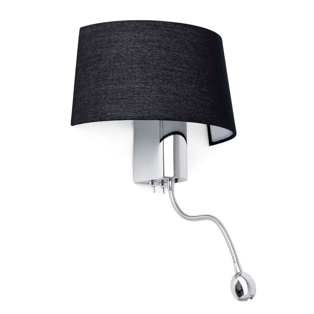 S.Luce Wandlampe HOTEL mit LED-Lesearm Chrom, Schwarz