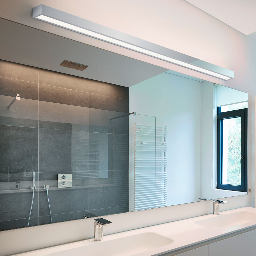Design LED Spiegel Wand Lampe Chrom schaltbar Decken Leuchte Glas Bad Strahler 