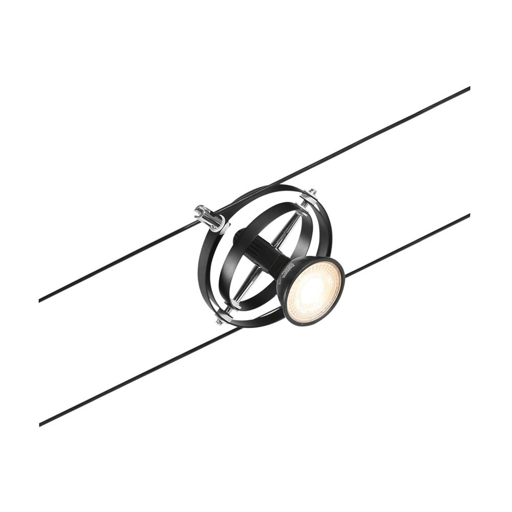 CorDuo Seilsystem Cardan Einzelspot Schwarz-Matt, Chrom 1