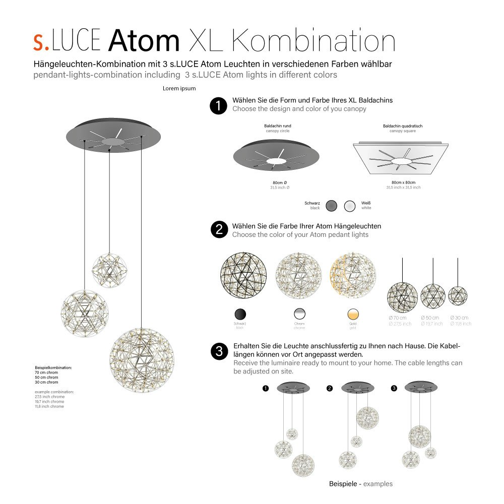 s.LUCE pro Atom XL Hängeleuchten-Kombination Modular 2
                                                                        