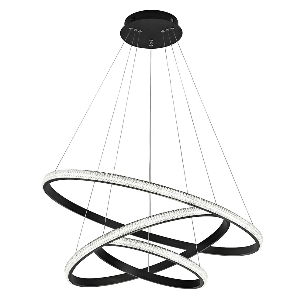Nova Luce Nager LED Lampe à suspendre 3 anneaux noir 1