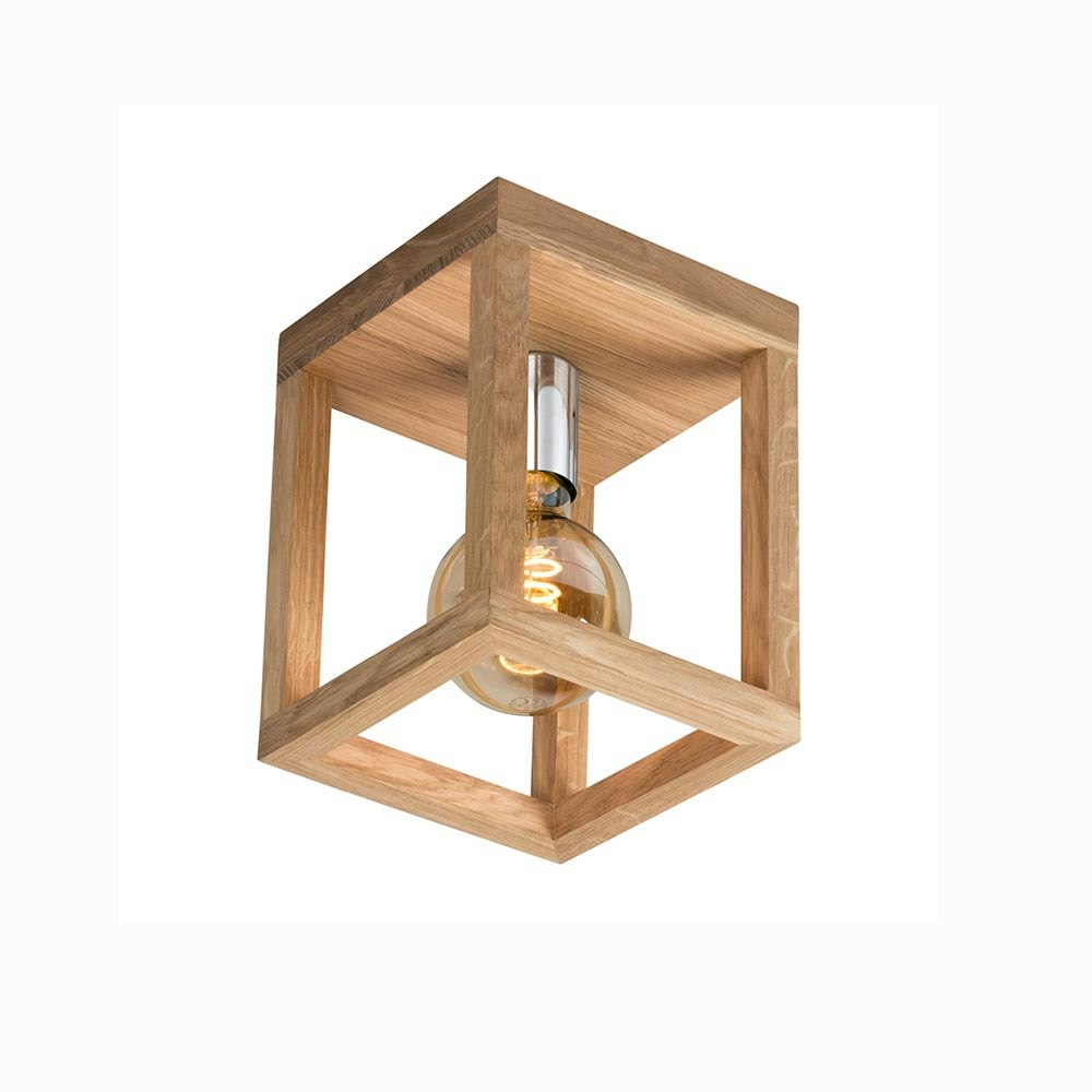 Wood Ceiling Light 1-light Kago Oak-Oiled Chrome 