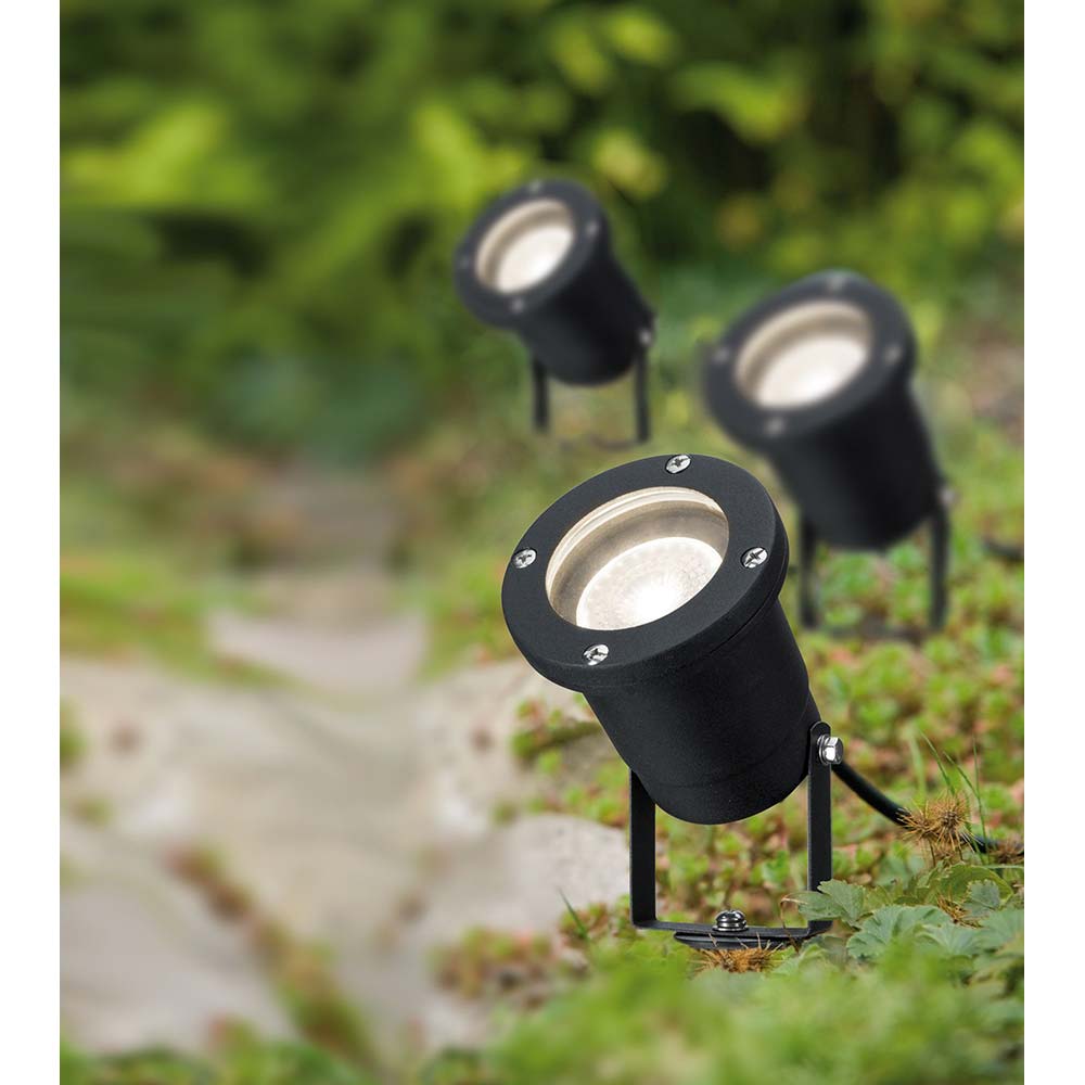 S.Luce Special Line Garden Spotlight IP44 GU10 3x3,5W 3000K Schwarz Alu