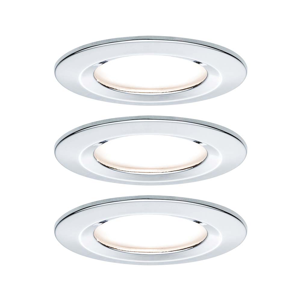 S.Luce Einbauleuchten-Set Nova rund starr LED IP44 3x6,5W 2700K GU10 Chrom