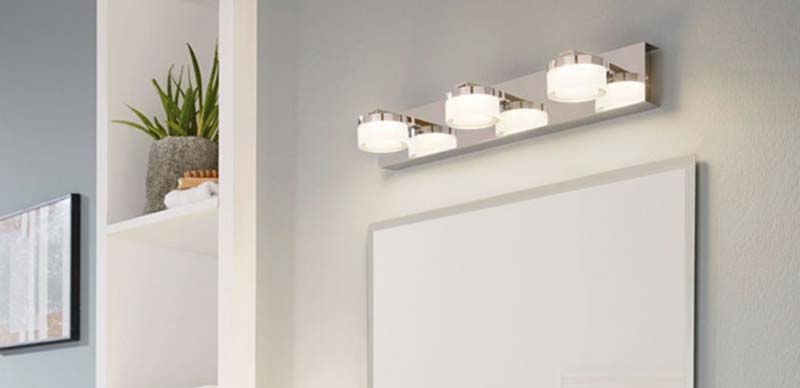 Design LED Spiegel Wand Chrom Leuchte Decken Lampe Glas Strahler Bad Beleuchtung 