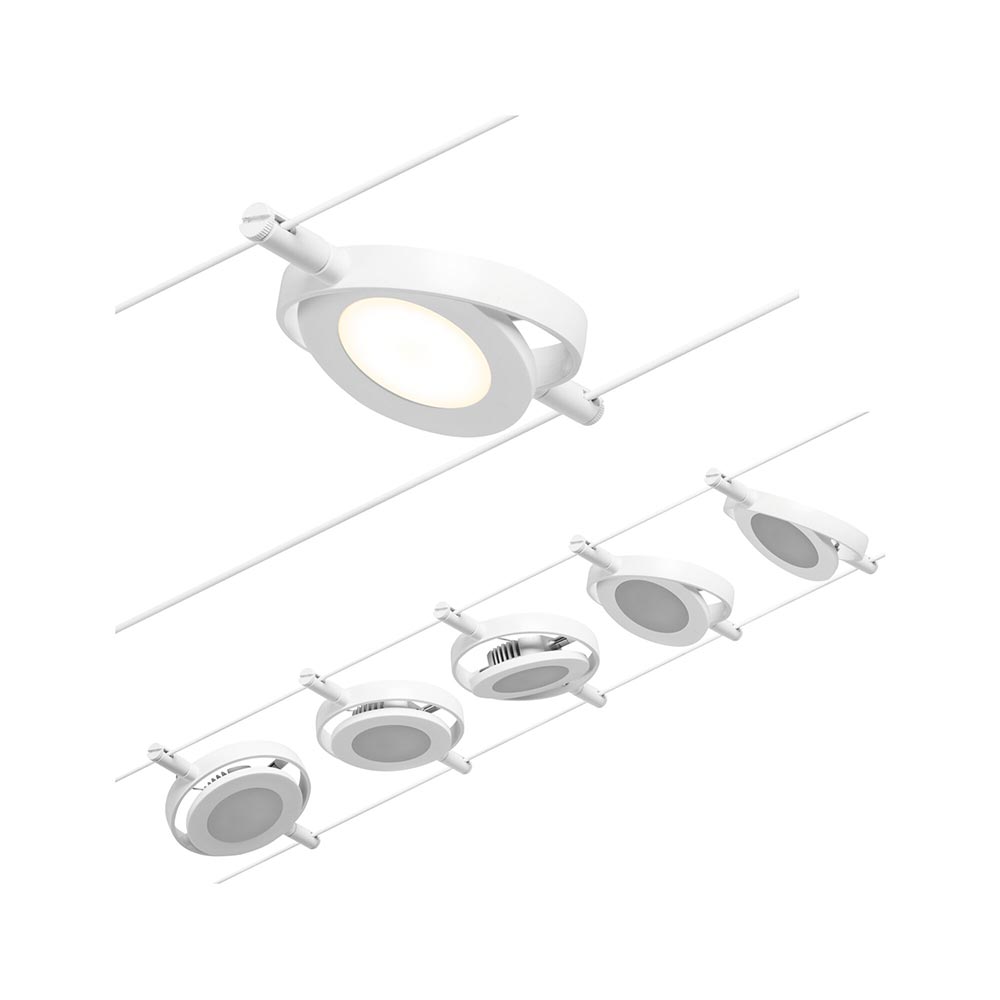 S.Luce CorDuo LED Seilsystem Round Mac Basis-Set Weiß, Chrom