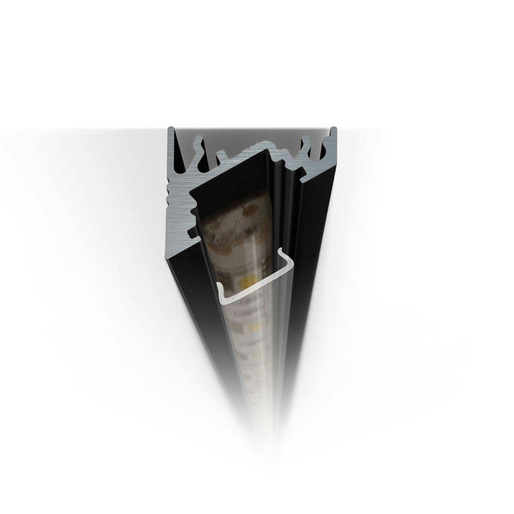Aufbau-Eckprofil 30° 200cm Schwarz ohne Abdeckung für LED-Strips zoom thumbnail 4