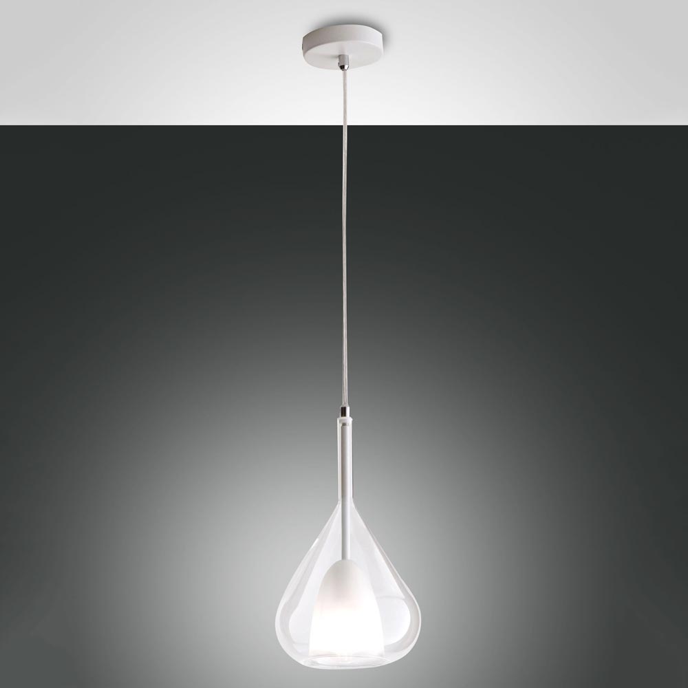 S.Luce Fabas Luce Lila moderne Glas-Pendelleuchte Transparent