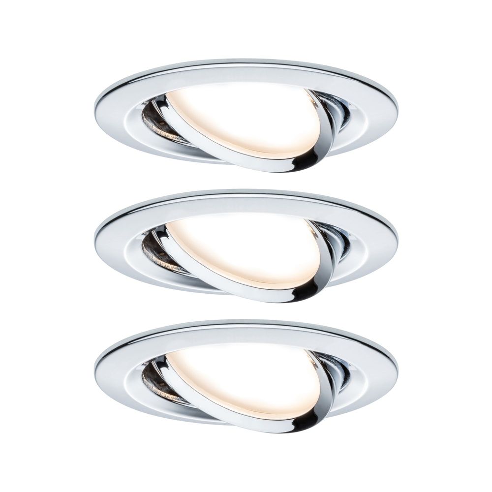 S.Luce 3er-Set Einbauleuchte LED Nova rund 3-Stufen Dimmbar Chrom