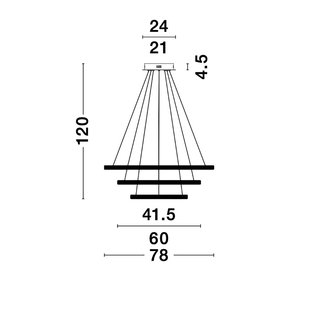 Nova Luce Nager LED Hängelampe 3-Ringe Schwarz thumbnail 4