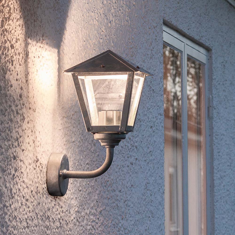 S.Luce Benu LED Außen-Wandlampe 3000K galvanisierter Stahl, klares Glas