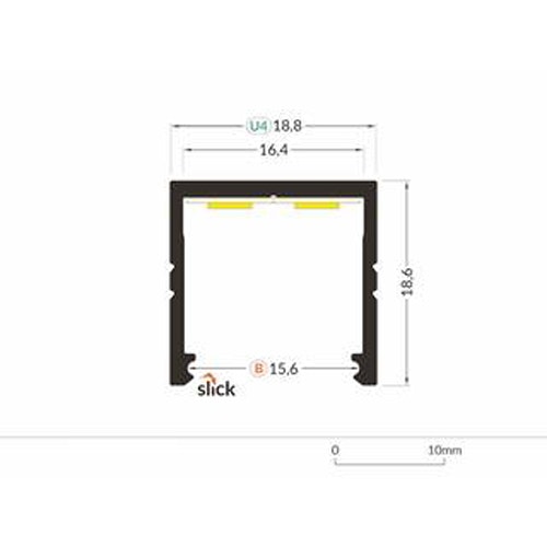 Aufbauprofil 200cm Alu-eloxiert ohne Abdeckung für LED-Strips Typ B thumbnail 3