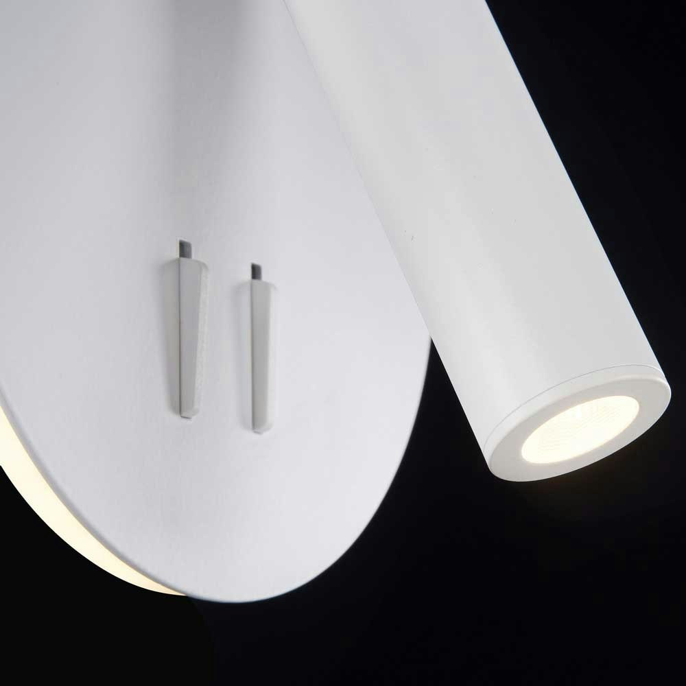 Lampada da lettura a LED per letto con luce indiretta e spot bianco
