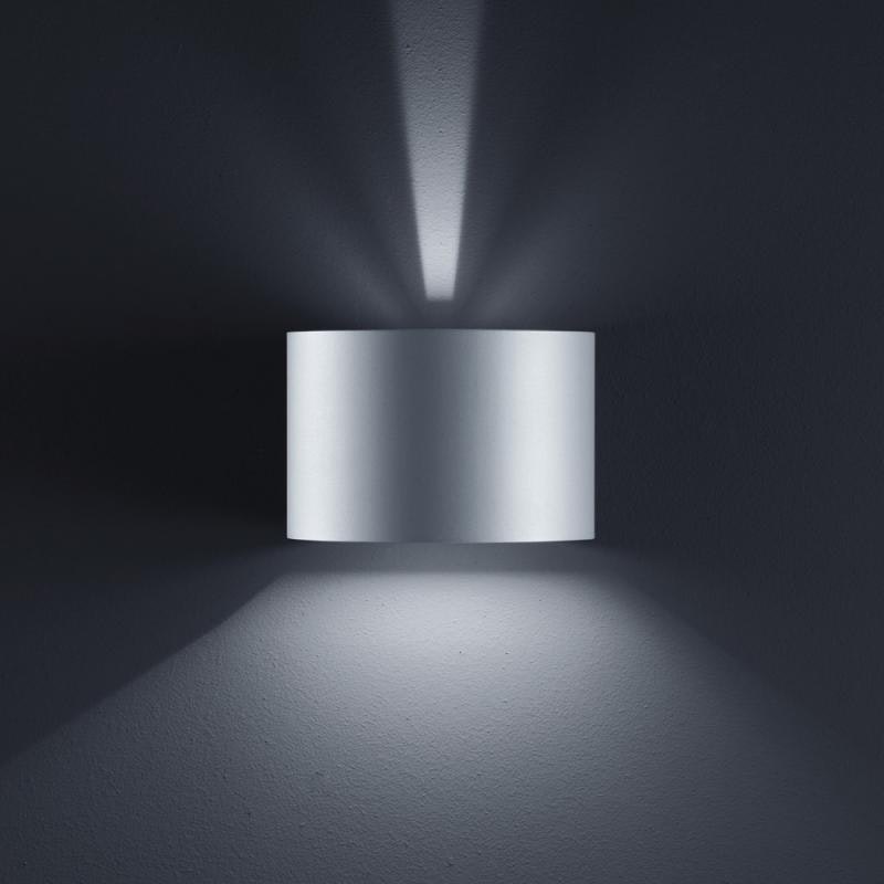 Helestra LED Außen-Wandleuchte Siri 44 - R IP54 Silbergrau thumbnail 1