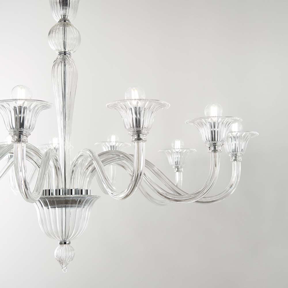 S.Luce Ideal Lux Hängelampe Brigitta 8-flg. Transparent, Chrom