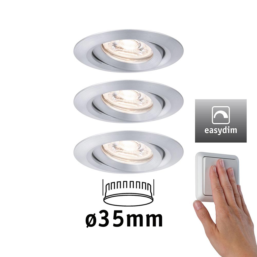 S.Luce LED Einbauleuchte Nova Mini Plus LED Basis-Set Rund 66mm 15° Alu