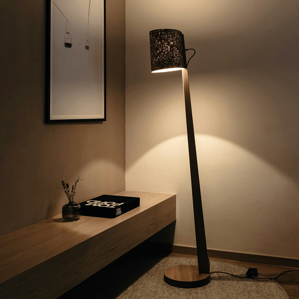 Holz Stehlampe mit Schirm Zylindrisch 167cm thumbnail 5