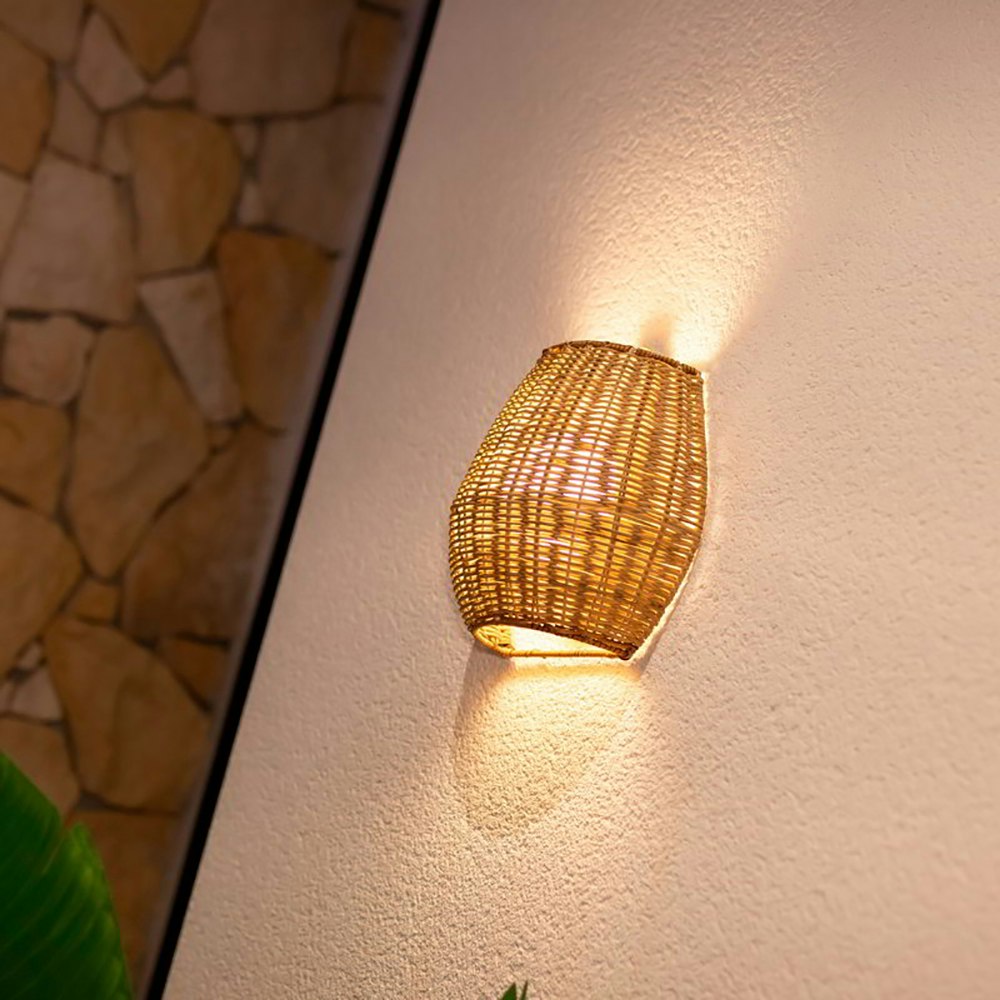 Saona Boho-Style LED Wand-Akkuleuchte aus Rattan IP54 thumbnail 3
