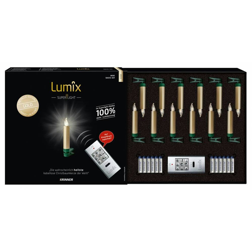 Krinner LED Christbaumkerzen Lumix Superlight Mini Goldfarben Basis 2
                                                                        
