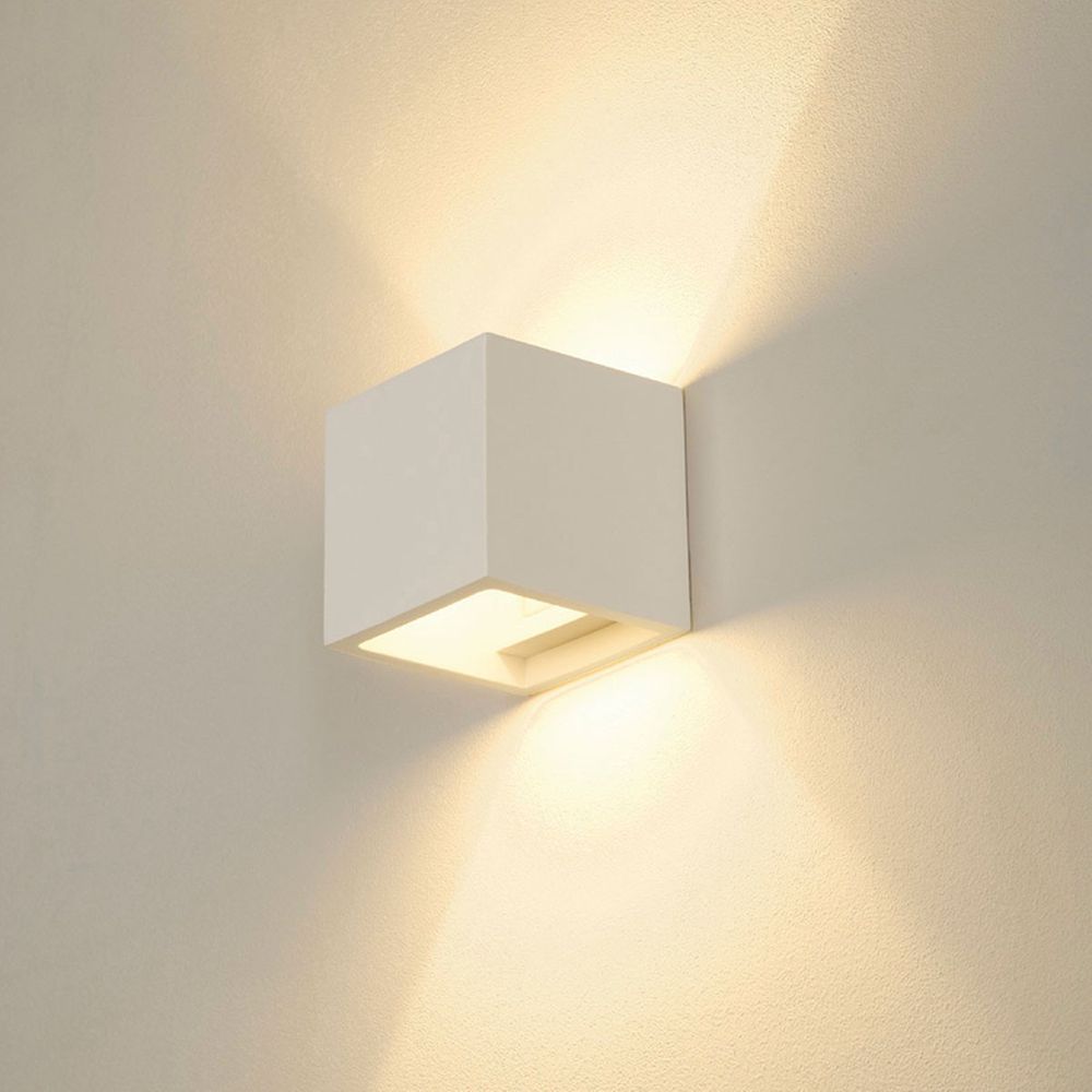 S.Luce SLV Plastra CUBE Wandleuchte eckig weißer Gips G9 max. 42W