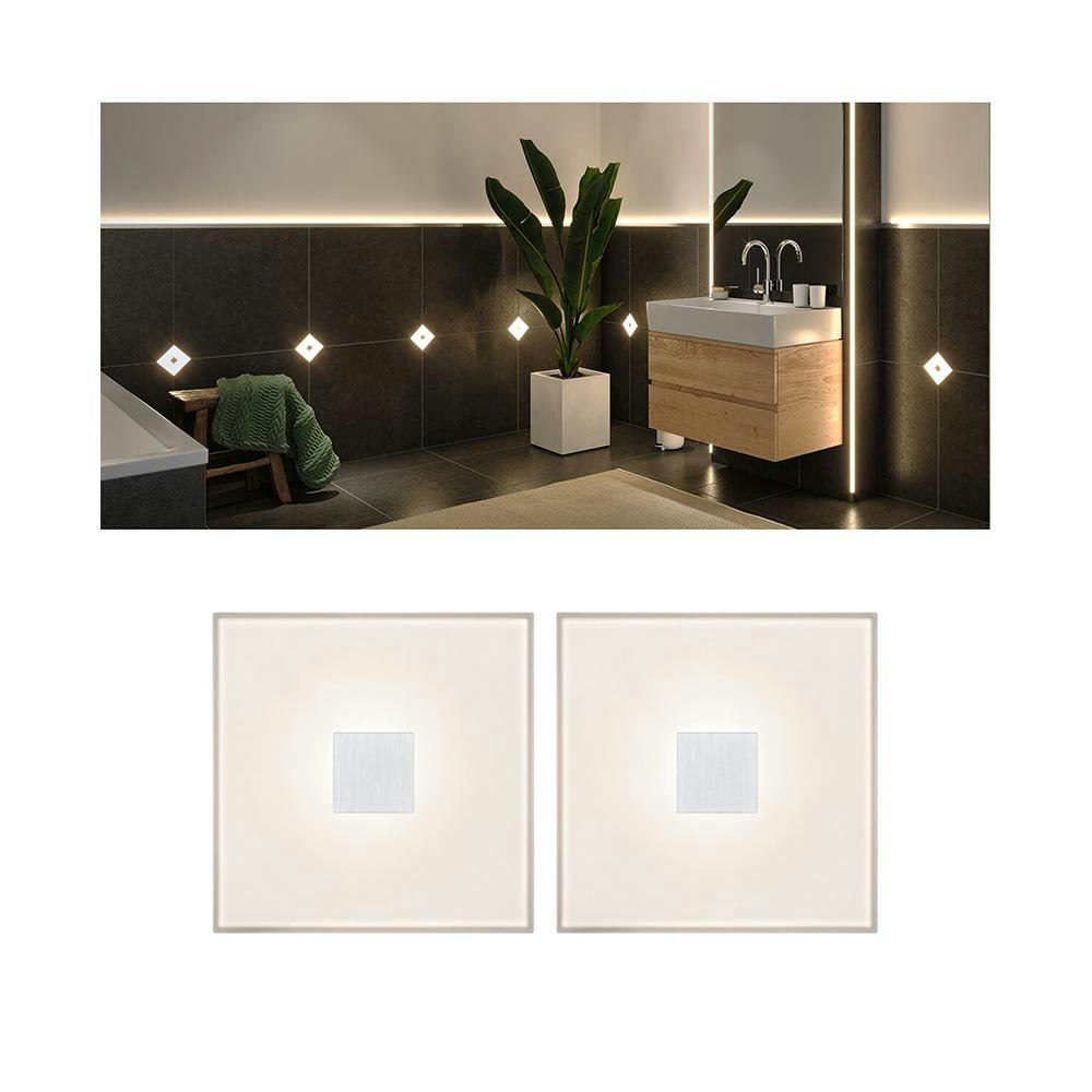 LumiTiles LED Fliesen Square 2er-Set Metall Kunststoff, Weiß zoom thumbnail 1
