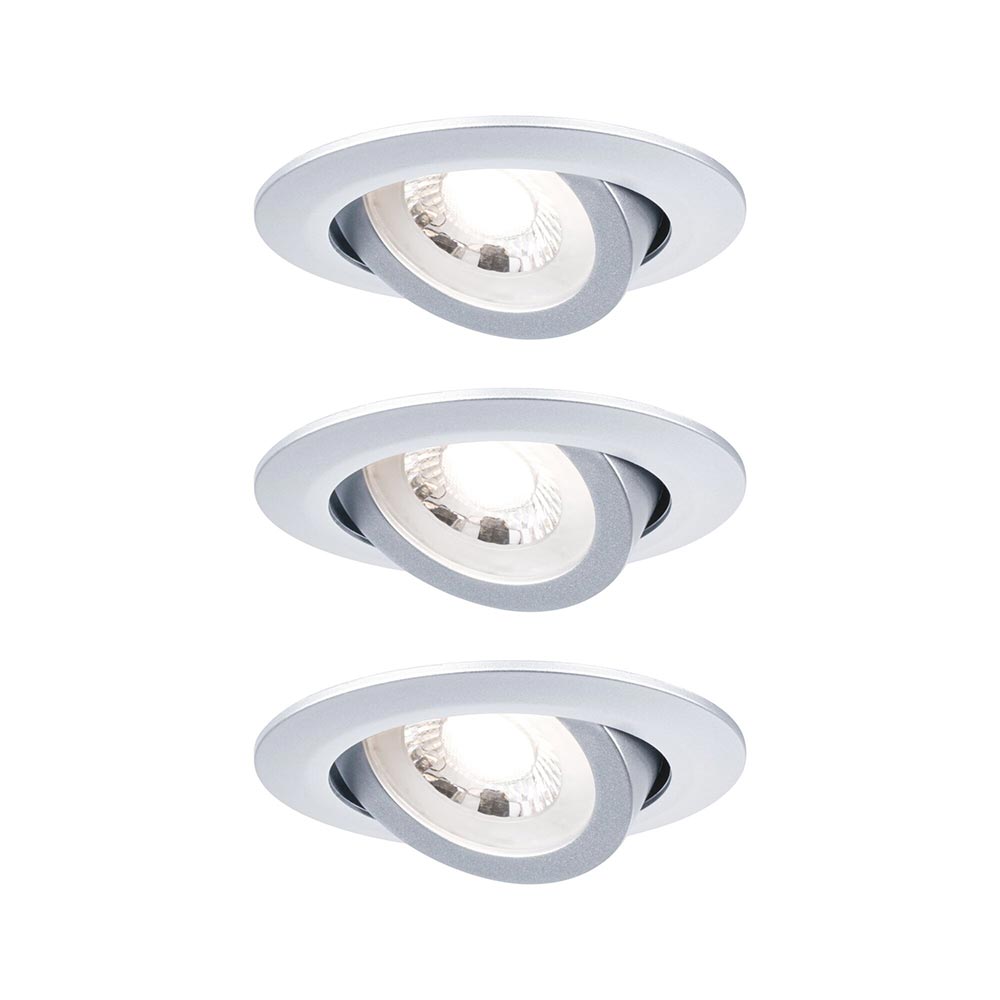 S.Luce LED Einbauleuchte 3er-Set Stufen-Dimmbar Schwenkbar Chrom-Matt