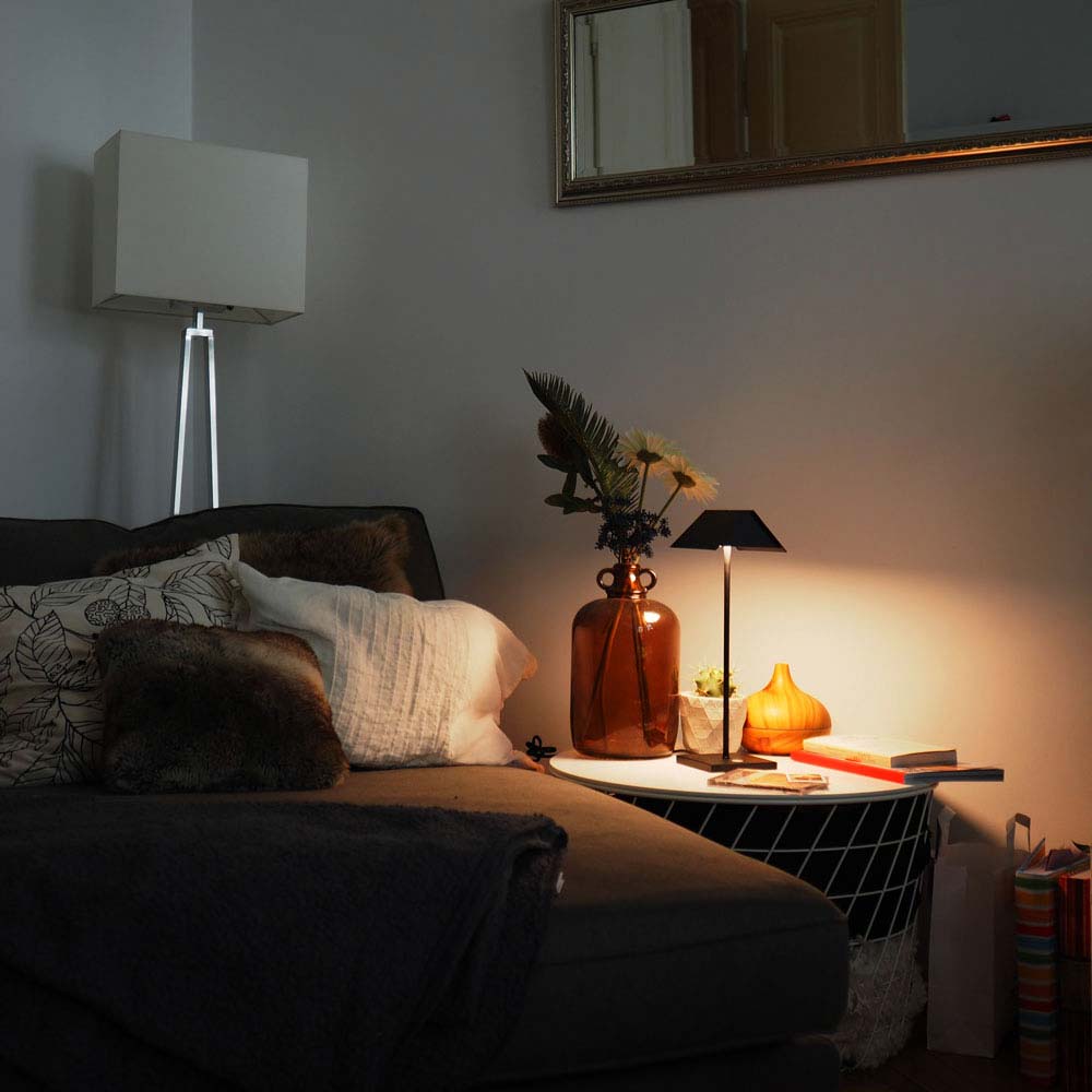 LED Nacht Tisch Lampen Touchdimmer Wohn Schlaf Zimmer Raum Leuchten Stoff grau 
