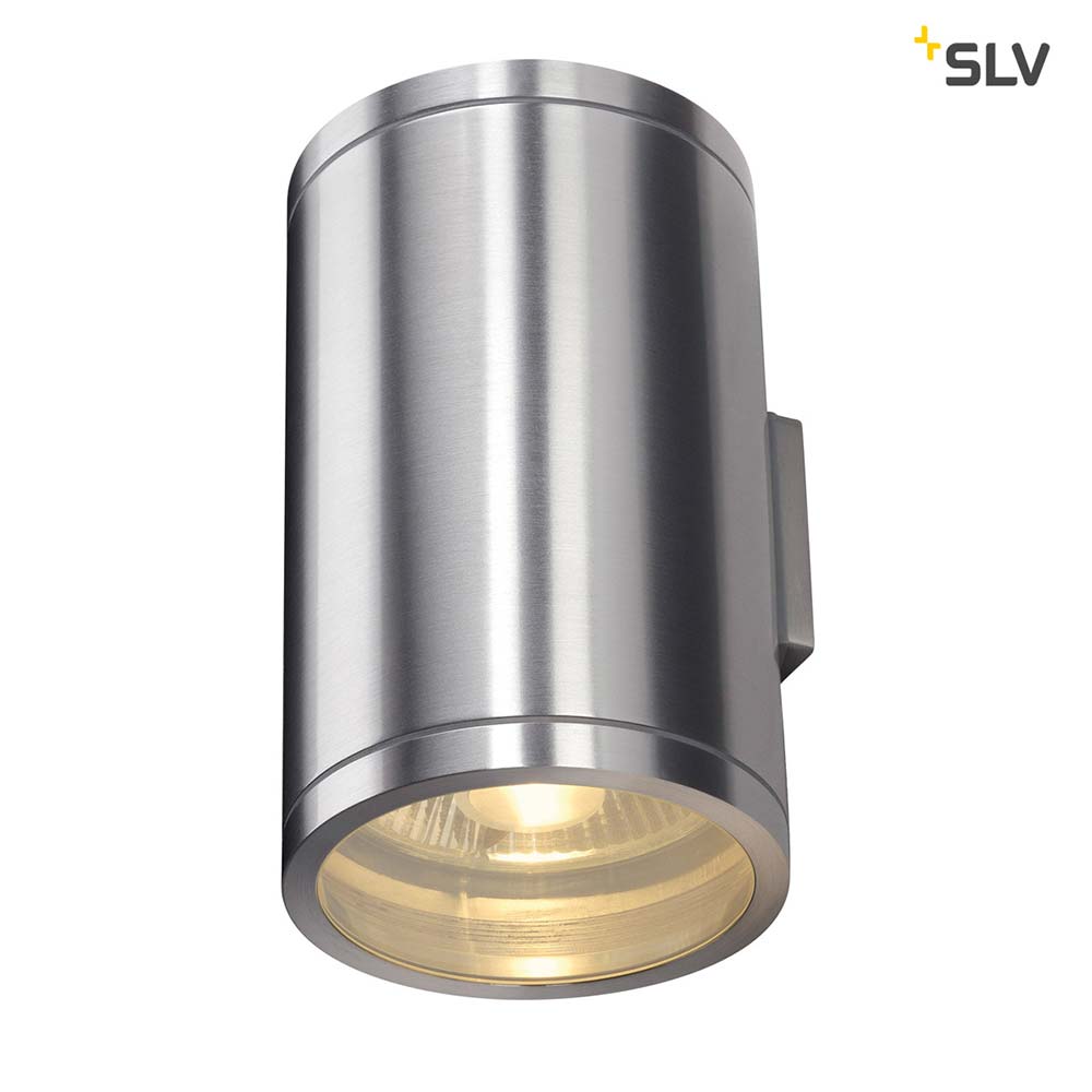 S.Luce SLV Rox Wall Out Up & Down QPAR11 Outdoor Wandleuchte Alu-Gebürstet IP44