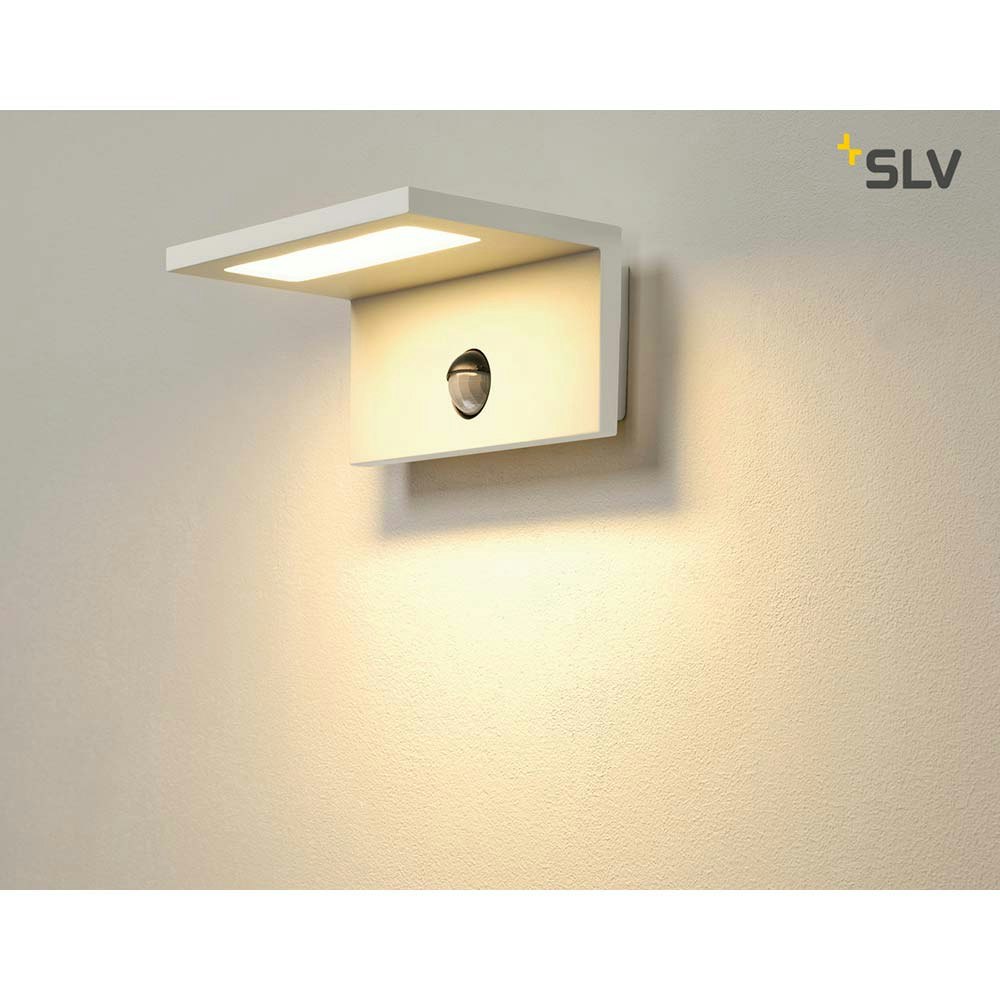 SLV LED Sensor LED Außen-Wandaufbauleuchte IP44 Weiß 3000 2