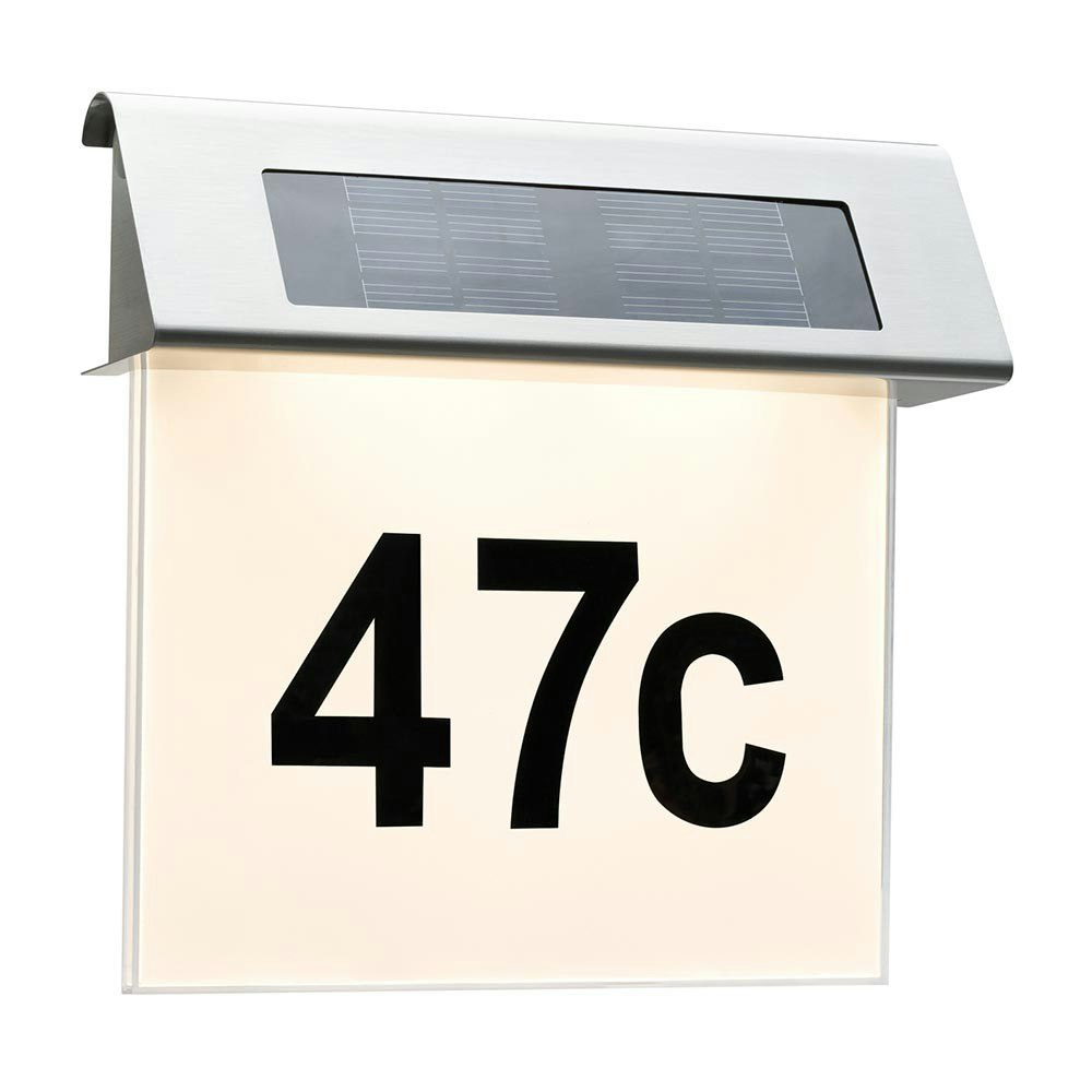 LED Solar Hausnummernleuchte IP44 Edelstahl, Weiß 2
                                                                        
