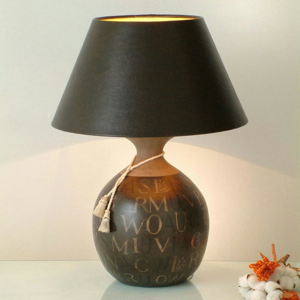 Lampe de table Carattere Grande Céramique noir-marron-sable 1