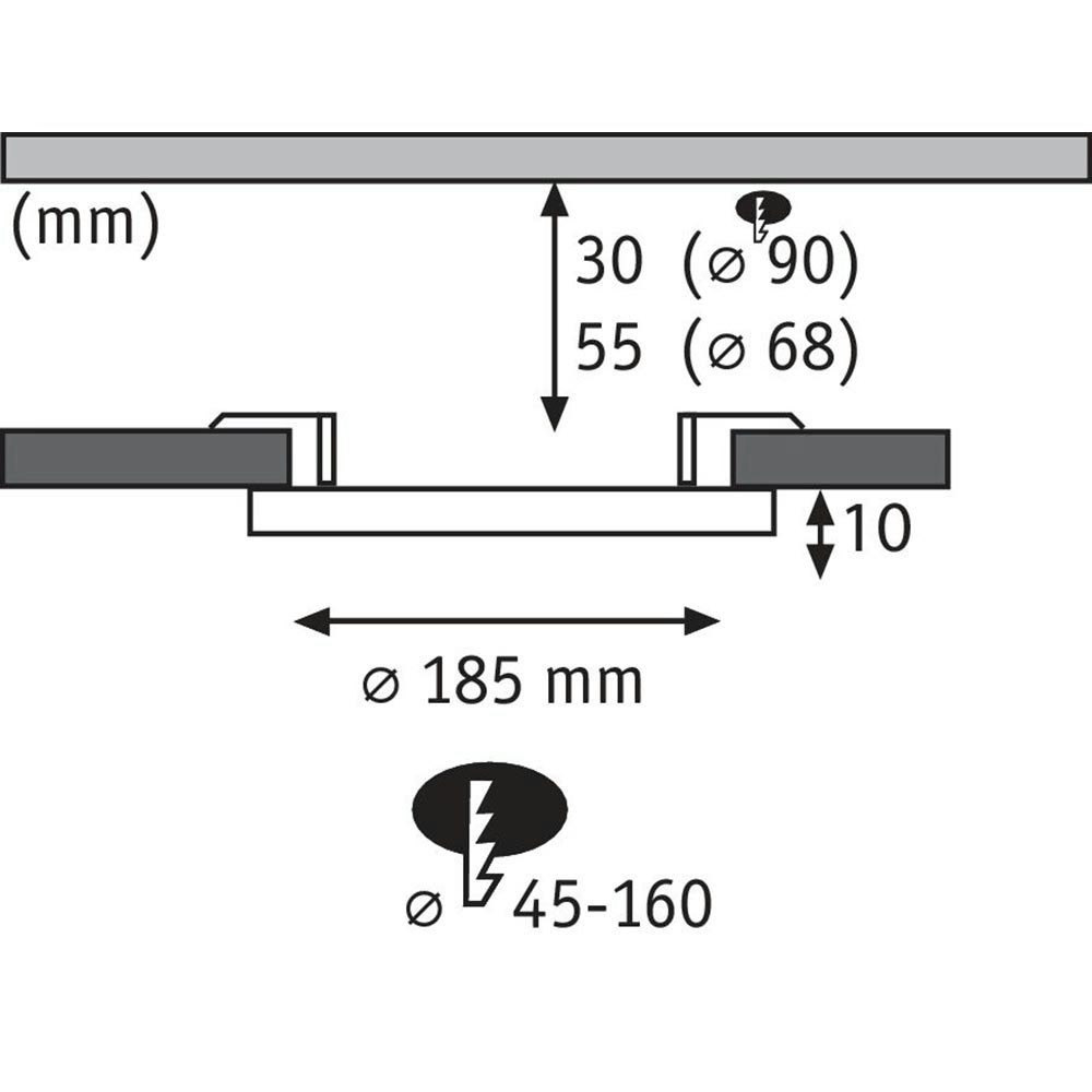 Ø mit VariFit 3-Stufen-Dimmer LED 18,5cm Veluna Einbau-Deckenleuchte